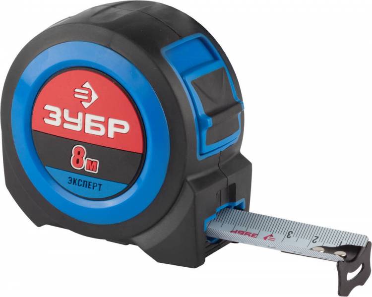 Зубр ЭКСПЕРТ 34059-08-27 8м / 27мм мощная профессиональная рулетка со сверхшироким полотном