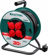 KRAFTOOL P-315, ПВС 3х1.5 30м, 3500Вт IP44, Силовой удлинитель на катушке (55084-30)