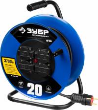 Зубр 55080-20 Удлинитель на катушке "КГ 315", 20 м, 3700 Вт, 4 гнезда, IP44, КГ 3х1,5 кв мм