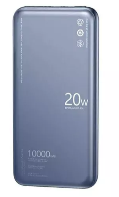 Remax Внешний аккумулятор Power Bank Wefon Series RPP-636 | 10000mAh, 20W, быстрая зарядка, ультратонкий, металлический, Blue