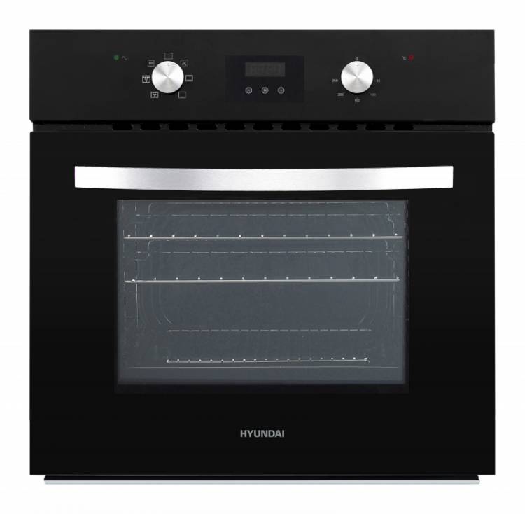 Электрический духовой шкаф Hyundai HEO 6640 BG черный / 68 л, независимый, до 250 °C, дисплей, гриль, конвекция, класс - A Global