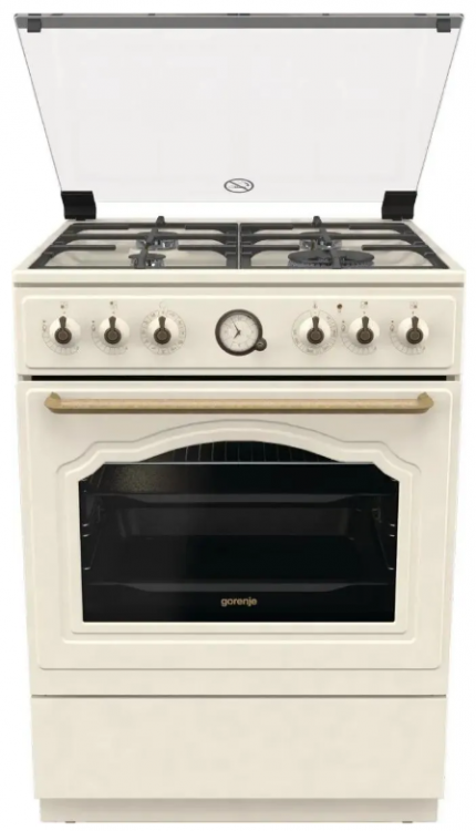Комбинированная плита Gorenje GKS6C70CLI / тип плиты-комбинированная, тип варочной поверхности-газовая, цвет-бежевый,гриль-есть, страна-производитель: Чехия / Global