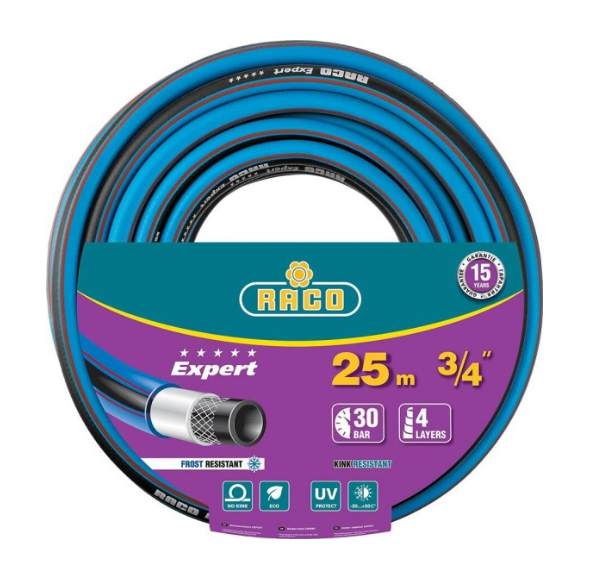 RACO Шланг EXPERT 3/4, 25 м, 30 атм, четырёхслойный, поливочный, армированный, 40302-3/4-25_z01
