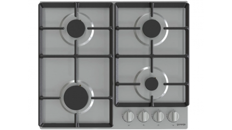 Встраиваемая газовая панель Gorenje GW641EBX / конфорок - 4 шт, решетки - чугун, панель - нержавеющая сталь, электроподжиг, газ-контроль, серебристый Global
