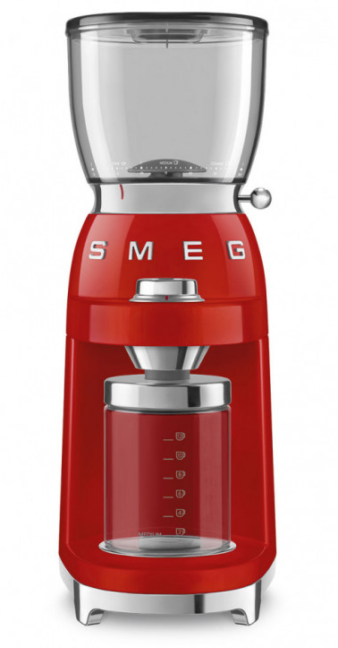 Кофемолка Smeg CGF11RDEU | Красная | Вместимость: 350 гр | Система помола: Жернова | Нержавеющая сталь |
