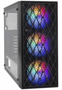 Корпус Miditower ExeGate EVO-8243 (ATX, без БП, 2*USB+1*USB3.0, черный, 3 вент. с RGB подсветкой, боковая панель - закаленное стекло)
