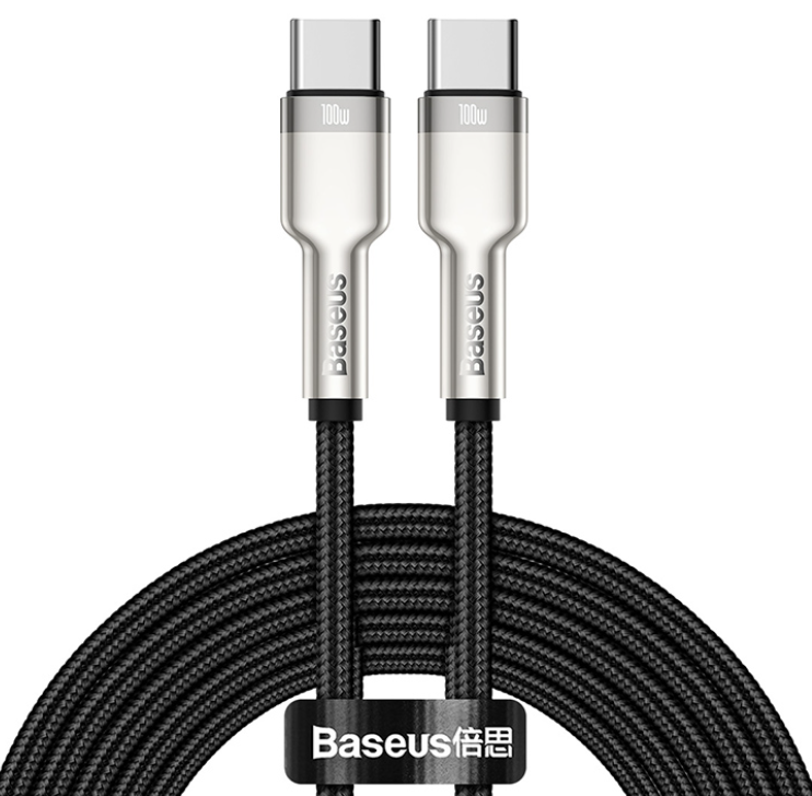 Кабель USB-C BASEUS Cafule, Type-C - Type-C, 5A, 100W, 2 м, черный, CATJK-D01