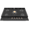 Hiberg Варочная поверхность VM 7155 B | электророзжиг; газ-контроль; сенсорный таймер; WOK конфорка; чугунные решетки; 2 комплекта ручек, 68.4 х 51 х 10 см