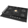 Hiberg Варочная поверхность VM 7155 B | электророзжиг; газ-контроль; сенсорный таймер; WOK конфорка; чугунные решетки; 2 комплекта ручек, 68.4 х 51 х 10 см