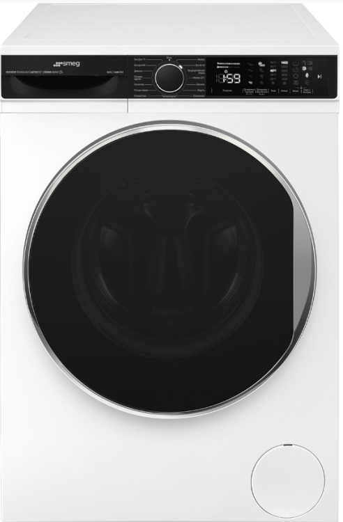 Smeg Отдельностоящая стиральная машина WM3T04RU | Загрузка белья -  10 кг, Максимальная скорость отжима 1400 об/мин, обработка паром, 84.5*59.7*62.3 см