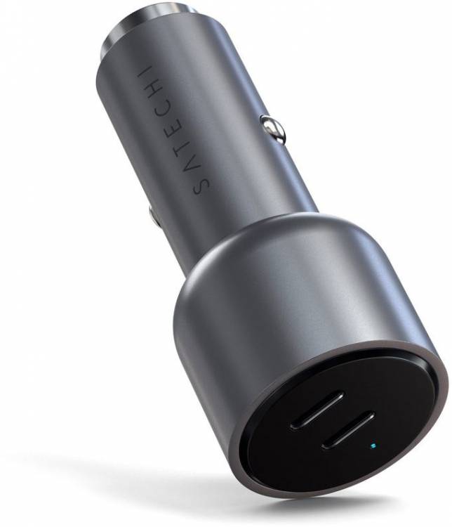 Satechi автомобильное зарядное устройство Car Charger 2xUSB-C, 40Вт, серый космос