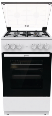 Газовая плита Gorenje GGI5A21WH , конфорок - 4 шт, духовка - 67 л, электроподжиг, газ-контроль панели, гриль, стальные решетки, 50 см x 85 см x 59.4 см / Global