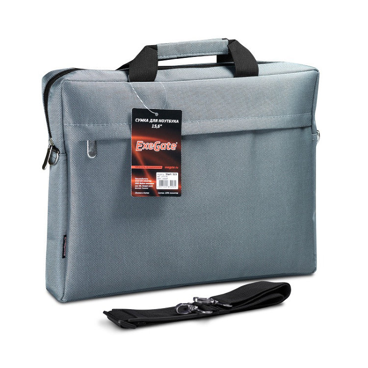 Сумка Exegate  Start  S15 Grey, серая, полиэстер, для ноутбуков до 15.6" 205136