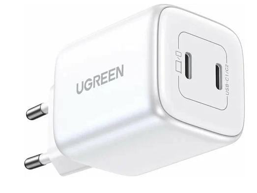 Ugreen Зарядное устройство CD294 Nexode Mini 45W 2xUSB-C PD GaN Fast Charger White