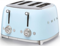 SMEG Тостер на 4 ломтика TSF03PBEU | Цвет пастельный голубой; Функции: подогрев, размораживание, багель; 6 уровней поджаривания; Съемный поддон для крошек.
