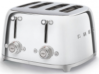 Smeg Тостер на 4 ломтика TSF03SSEU | Цвет: хром, Функции: подогрев, размораживание, багель; 6 уровней поджаривания; Съемный поддон для крошек.