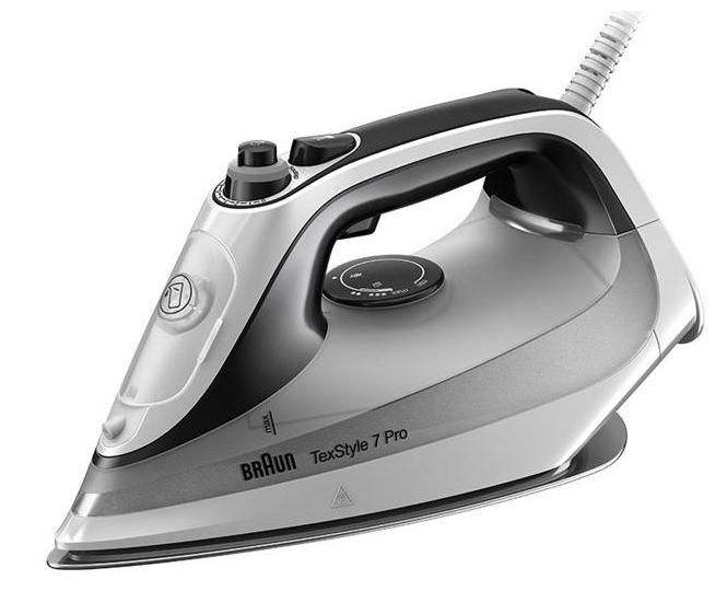 Braun утюг SI7149WB / 2900 Вт, подошва - анодированный алюминий,  подача пара 50 г/мин, паровой удар 220 г/мин, антикапля, автоотключение, белый/черный / Global