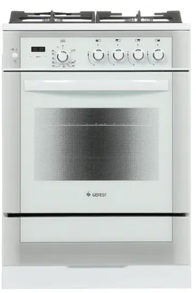Газовая плита GEFEST 6500-03 0042 белый | конфорок - 4 шт  | духовка - 52 л | электроподжиг | газ-контроль панели | гриль | чугунные решетки | 60 см x 85 см x 60 см  Global