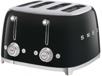 Smeg Тостер TSF03BLEU | на 4 ломтика; Цвет черный; Функции: подогрев, размораживание, багель; 6 уровней поджаривания; Съемный поддон для крошек.