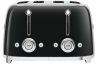 Smeg Тостер TSF03BLEU | на 4 ломтика; Цвет черный; Функции: подогрев, размораживание, багель; 6 уровней поджаривания; Съемный поддон для крошек.