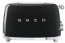Smeg Тостер TSF03BLEU | на 4 ломтика; Цвет черный; Функции: подогрев, размораживание, багель; 6 уровней поджаривания; Съемный поддон для крошек.