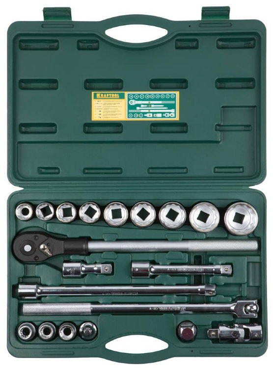 Kraftool 20 предметов 27895-H20_z01 Набор торцовых головок INDUSTRIE QUALITAT (3/4"), Cr-V, пластиковый кейс