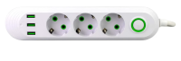 Сетевой фильтр Tendenza TZ-SP001, Количество розеток: 3 | Максимальная нагрузка: 2500 Вт | Длина кабеля: 2 м