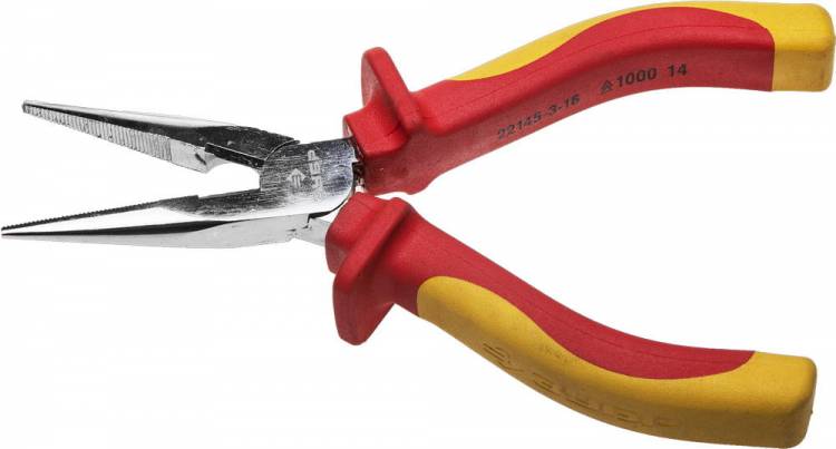 Зубр Тонкогубцы 22145-3-16 "ПРОФИЭЛЕКТРИК", диэлектрическиедо ~1000В, 160мм, Профессионал