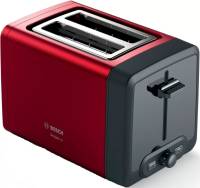 Тостер Bosch TAT4P424 970Вт | Отделения для ломтиков: 2, функции: подогрев, размораживание, степеней обжаривания: 6, съемный поддон для крошек, красный | Global