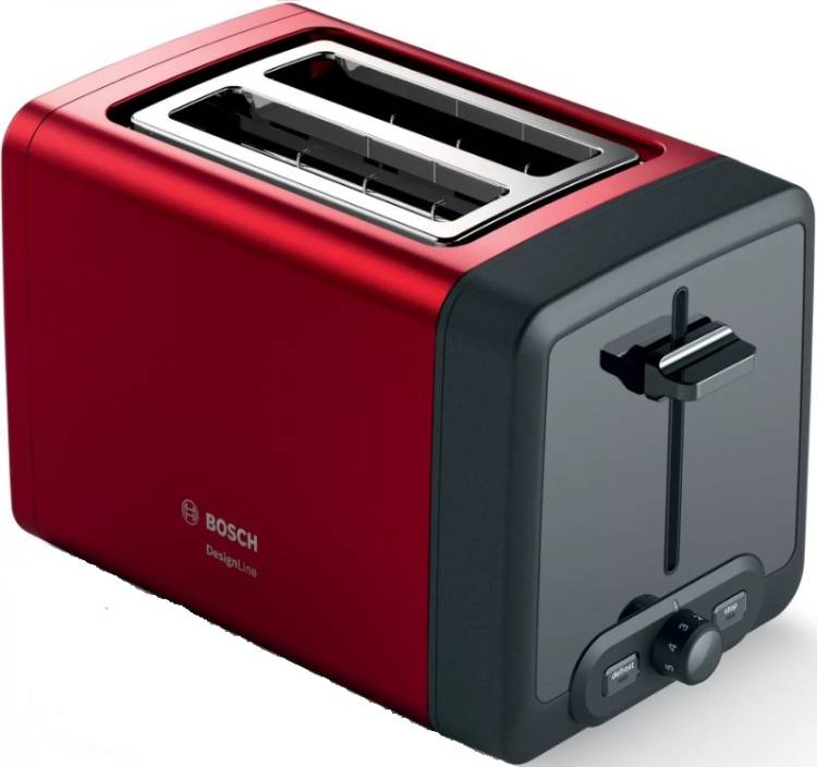Тостер Bosch TAT4P424 970Вт | Отделения для ломтиков: 2, функции: подогрев, размораживание, степеней обжаривания: 6, съемный поддон для крошек, красный | Global
