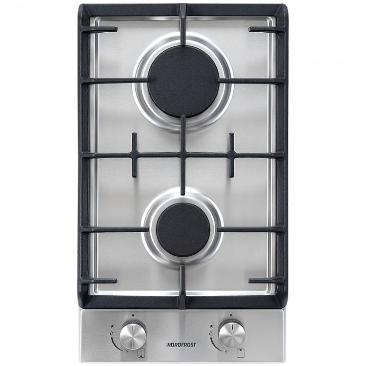Варочная поверхность NORDFROST HS 3022 X / конфорок - 2 шт, решетки - чугун, панель - нержавеющая сталь, электроподжиг.