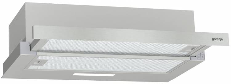 Вытяжка телескопическая Gorenje TH62E3X  / нержавеющая сталь, 350 м?/ч, 108 Вт, режимы - отвод, циркуляция, ширина - 60 см / Global