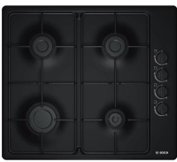 Газовая варочная панель Bosch PBP6C6B82Q / Размер ШхГ: 58х51 см, конфорок - 4 шт, решетки - эмалированная сталь, панель - эмалированная сталь, электроподжиг, газ-контроль, черный / Global
