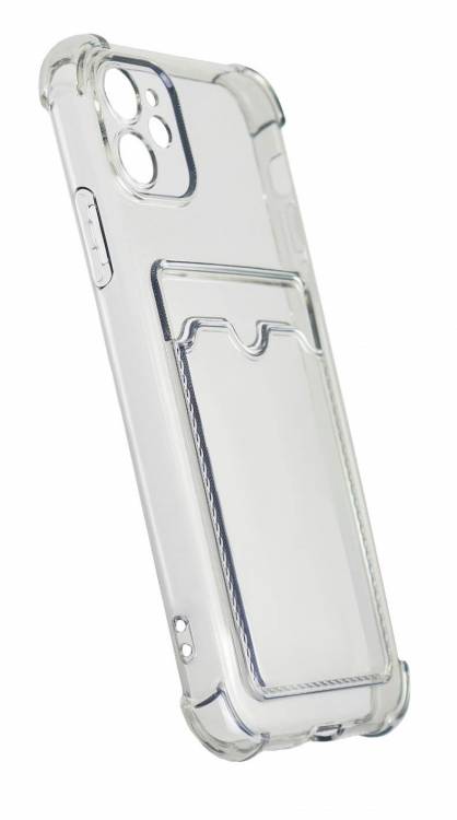 Силиконовый чехол на IPhone 11 с карманом для карт c усиленными бортиками