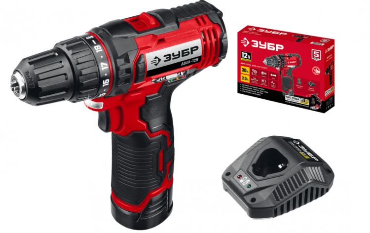 Зубр Аккумуляторная дрель-шуруповерт ДШЛ-125-21 | Серия-МАСТЕР | Количество аккумуляторов в комплекте-1 (2 Ач) | Крутящий момент-25 Нм | Напряжение аккумулятора-12 Вт | Количество скоростей-2 | Время заряда-1 ч