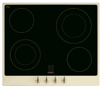Smeg встраиваемая электрическая панель P864PO | Стеклокерамика | Коллекция: Coloniale | Мощность: 6600 Вт | Размеры: 51x596x510 мм | Фурнитура: Латунь | Цвет: Кремовый