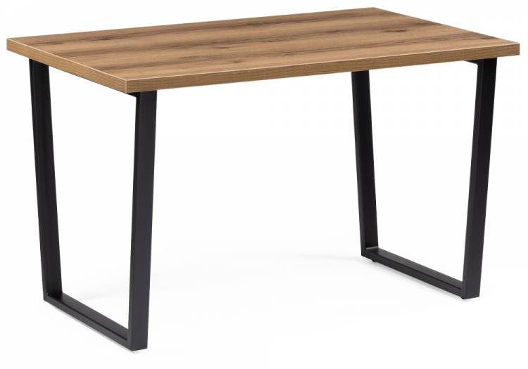 Woodville cтол Лота Лофт 120 25 мм дуб делано темный / матовый черный , материал столешницы-ЛДСП , 120см*74см*75см
