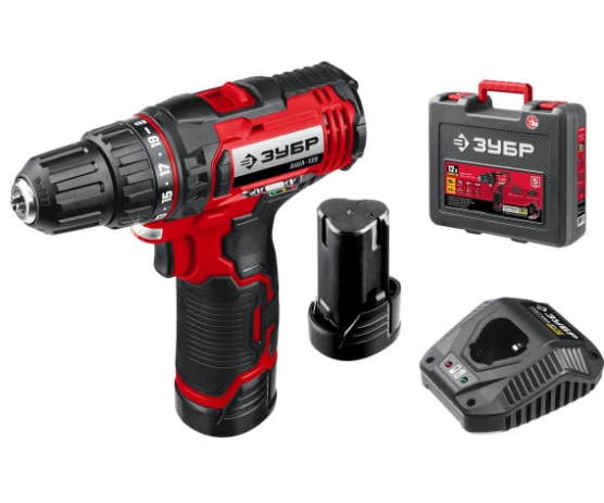 Зубр Аккумуляторная дрель-шуруповерт ДШЛ-125-22 | Серия-МАСТЕР | Количество аккумуляторов в комплекте-2 (2Ач) | Крутящий момент-30 Нм | Напряжение аккумулятора-12 В | Количество скоростей-2 | Время заряда-1 ч