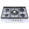Варочная поверхность HIBERG VM 7155 W / конфорок - 5 шт, решетки - чугун, панель - закаленное стекло, электроподжиг, газ-контроль, белый