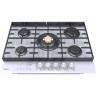 Варочная поверхность HIBERG VM 7155 W / конфорок - 5 шт, решетки - чугун, панель - закаленное стекло, электроподжиг, газ-контроль, белый