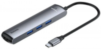 Хаб BASEUS Mechanical eye 6-in-1 Type-C - 3xUSB3.0 + HDMI + RJ45 + PD, Разветвитель/Переходник/Адаптер CAHUB-J0G