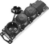 Сибин 55114-3 Колодка для удлинителя, 3 гнезда, заземление, защитные крышки, IP44, макс мощность 3500Вт