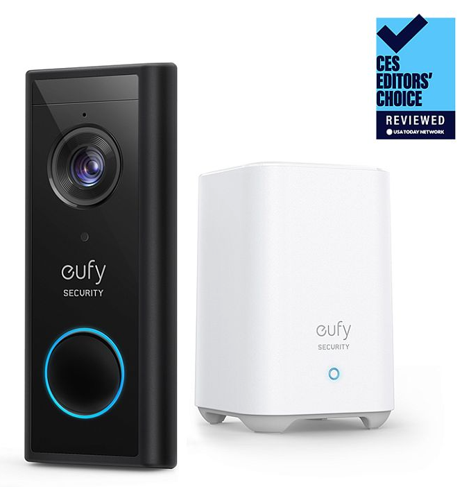 Домофон беспроводной Anker Eufy Black Video Doorbell 2K + Home base 2, (E82101W4)