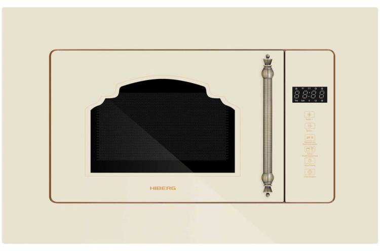 Встраиваемая микроволновая печь HIBERG VM 6502 YR / 20 л, 700 Вт, гриль, автоматическая разморозка, дисплей, 59.5 см * 31.3 см * 37.5 см