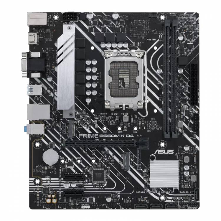 Материнская плата ASUS PRIME B660M-K D4 / LGA 1700, Intel B660, 2xDDR4-3200 МГц, 1xPCI-Ex16, 2xM.2, Micro-ATX Global