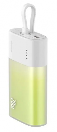 Baseus внешний аккумулятор с кабелем в ассортименте| Емкость: 5200mAh | Быстрая зарядка 20W | Pocket Version Green | Type-C, JOYA