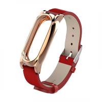 Ремешок кожаный для фитнес трекера Mi Band 5 красный