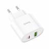 Блок быстрой зарядки Hoco C95A, Type-C - PD 20 Вт 3 А, быстрая зарядка USB QC3.0 - 18 Вт 3 А, белый 6931474757319