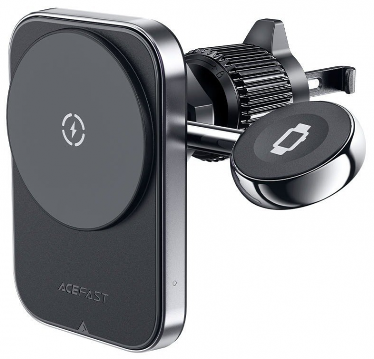 Acefast автодержатель с беспроводной зарядкой  D18, in-car 2-in-1, магнитный держатель для беспроводной зарядки, цвет: черный