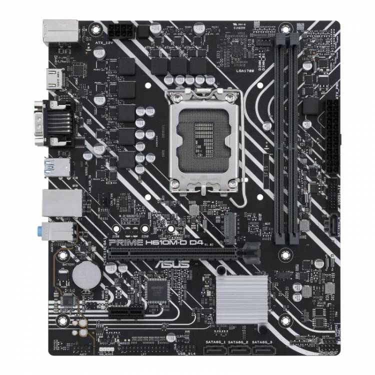 Материнская плата ASUS PRIME H610M-D D4 / LGA 1700, Intel H610, 2xDDR4-3200 МГц, 1xPCI-Ex16, 1xM.2, Micro-ATX Global